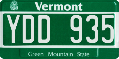 VT license plate YDD935