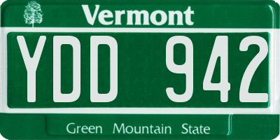 VT license plate YDD942