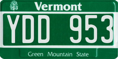 VT license plate YDD953