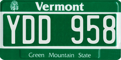 VT license plate YDD958