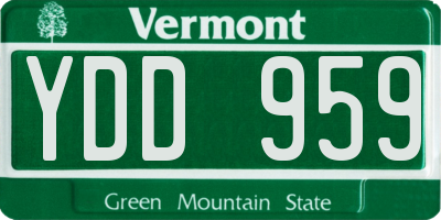 VT license plate YDD959