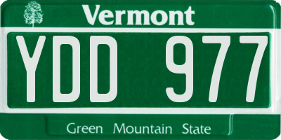 VT license plate YDD977
