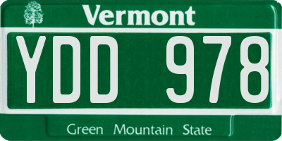VT license plate YDD978