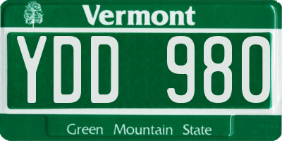 VT license plate YDD980