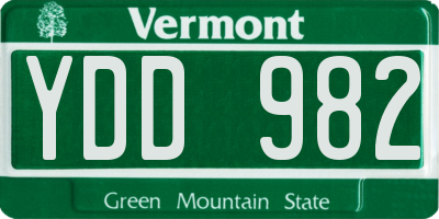 VT license plate YDD982