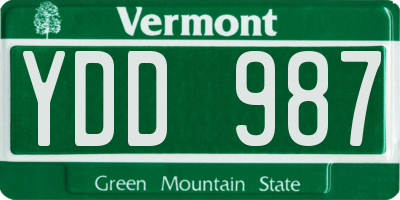 VT license plate YDD987