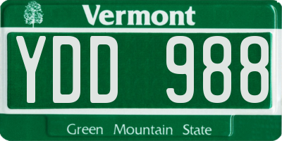 VT license plate YDD988