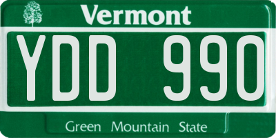 VT license plate YDD990