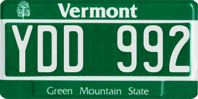 VT license plate YDD992