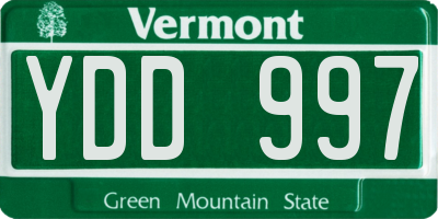 VT license plate YDD997