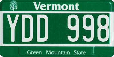 VT license plate YDD998
