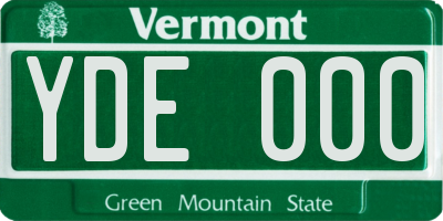 VT license plate YDE000