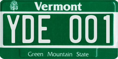 VT license plate YDE001