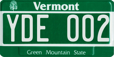 VT license plate YDE002