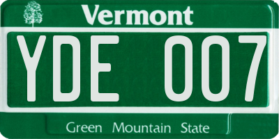 VT license plate YDE007
