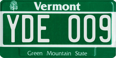 VT license plate YDE009