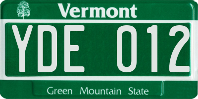 VT license plate YDE012