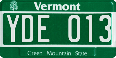 VT license plate YDE013