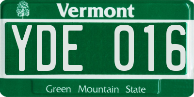 VT license plate YDE016