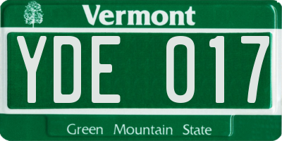 VT license plate YDE017