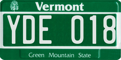 VT license plate YDE018