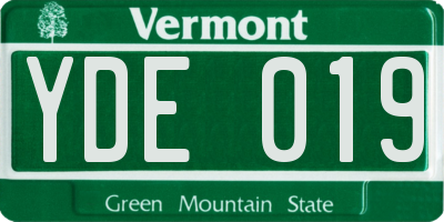 VT license plate YDE019