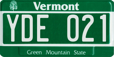 VT license plate YDE021