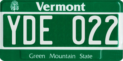 VT license plate YDE022