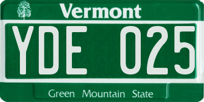 VT license plate YDE025