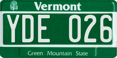 VT license plate YDE026