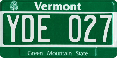 VT license plate YDE027