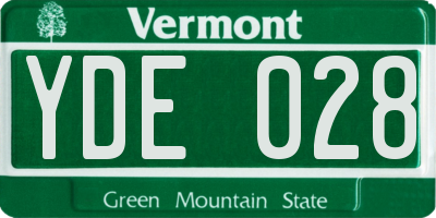VT license plate YDE028