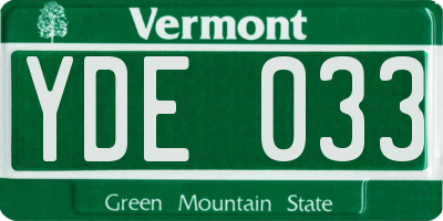 VT license plate YDE033