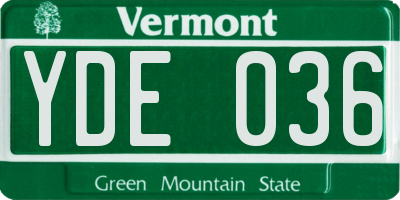 VT license plate YDE036