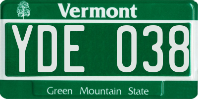 VT license plate YDE038