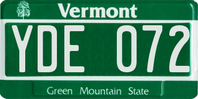 VT license plate YDE072
