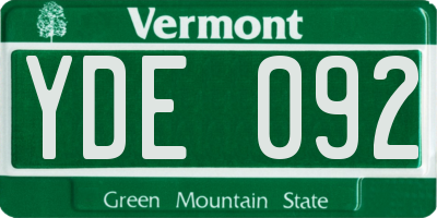 VT license plate YDE092