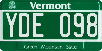 VT license plate YDE098