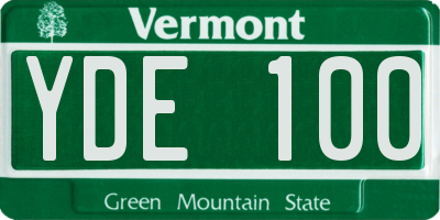 VT license plate YDE100
