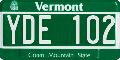 VT license plate YDE102