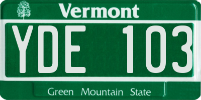 VT license plate YDE103