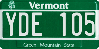 VT license plate YDE105
