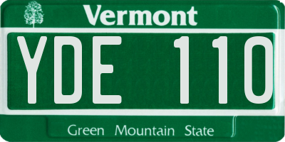VT license plate YDE110