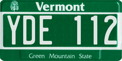 VT license plate YDE112