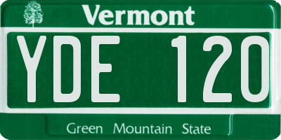 VT license plate YDE120