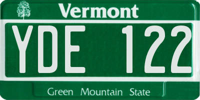 VT license plate YDE122
