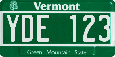 VT license plate YDE123