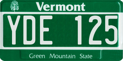 VT license plate YDE125