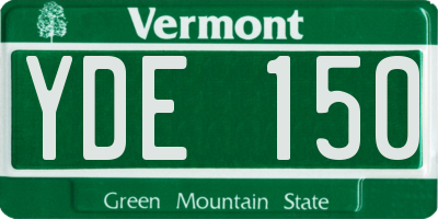 VT license plate YDE150