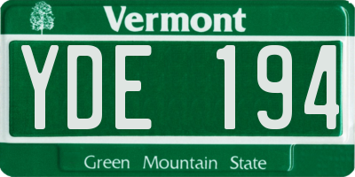 VT license plate YDE194